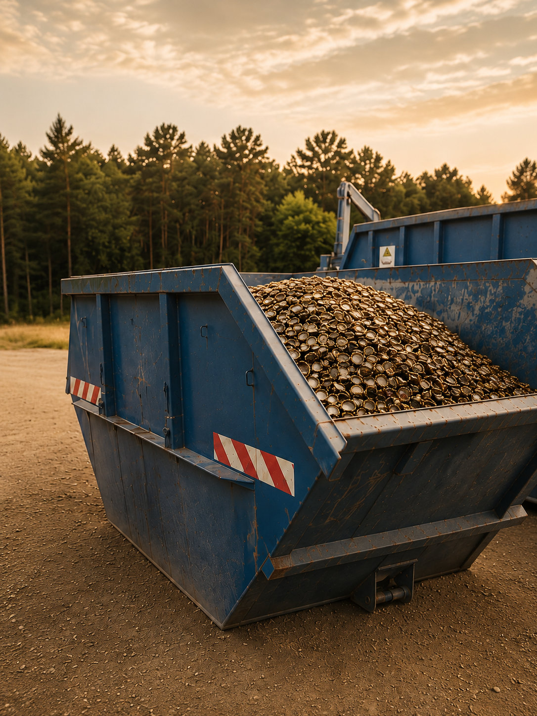 Container mit gesammelten Kronkorken beim Logistikpartner